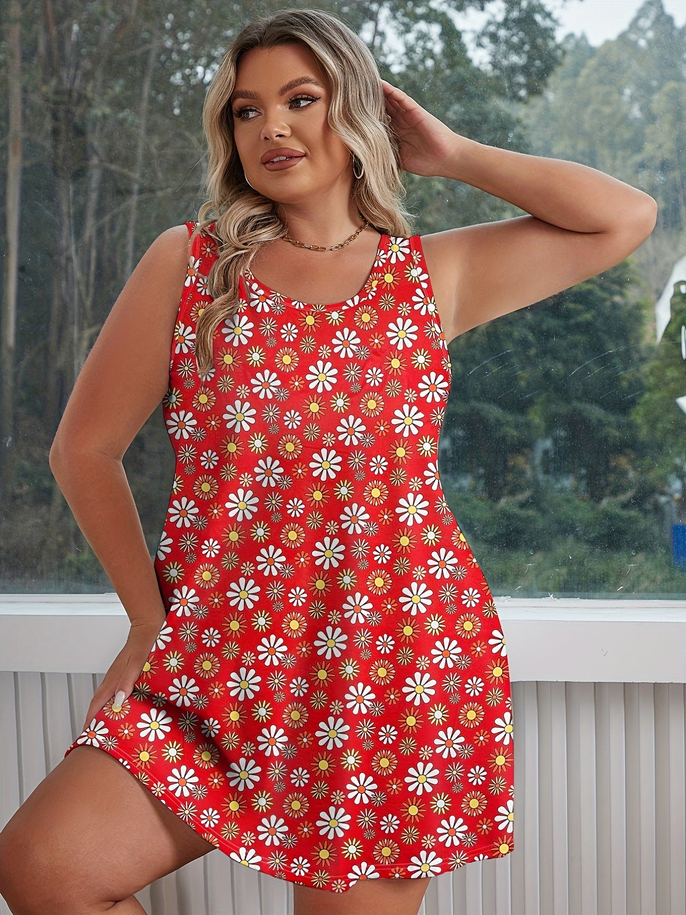  Floral Print Tank Nightdress for Women