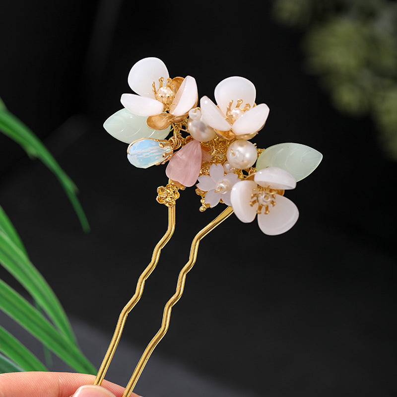 Vintage Flower & Pearl Hair Clip Wedding Hairpin