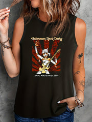  Halloween Casual Tank Top Women's Plus Graphic Round Neck Vest