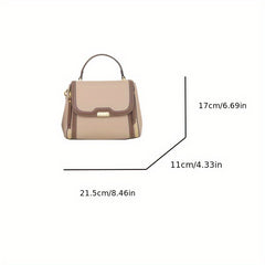 Leather Convertible Crossbody Bag Magnetic Closure Beige Light Brown Navy