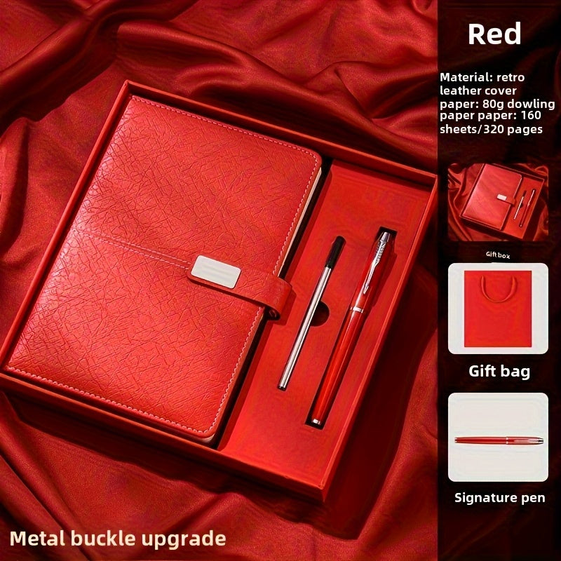 5pcs A5 Business Notebook Gift Set PU Leather Diary with Metal Clasp