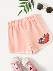 Girls Juicy Watermelon Graphic Active Running Shorts