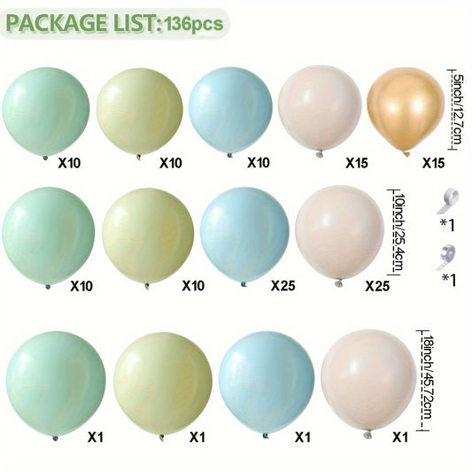 136pcs Green Balloon Garland Arch Kit for Bridal Shower Wedding Birthday Party