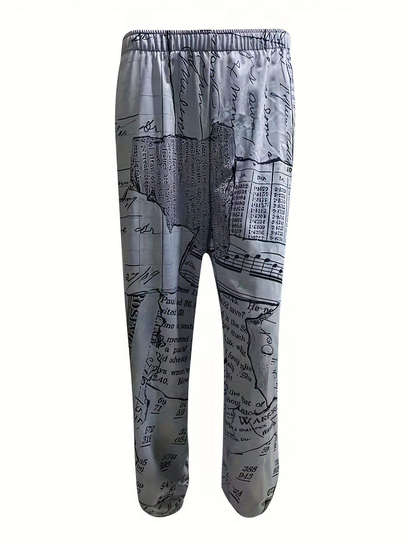 Women's Plus Map Print Elastic Waist Loose Sporty Pants