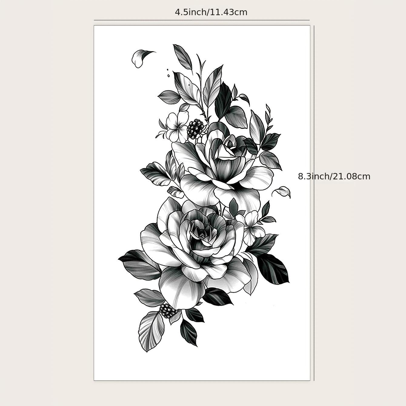 Waterproof Floral Arm Tattoo Stickers Lasting 2-5 Days Realistic Design