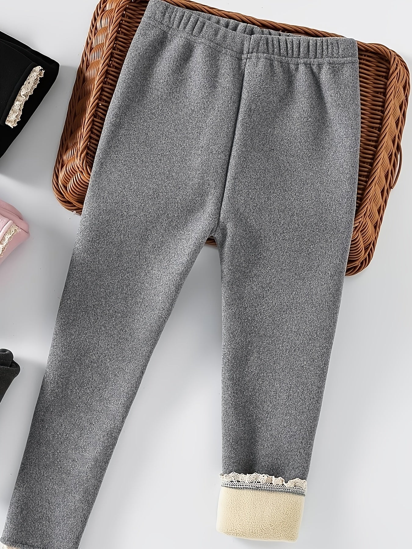 Girls Soft Fleece Lined Leggings Pants Kids Clothes