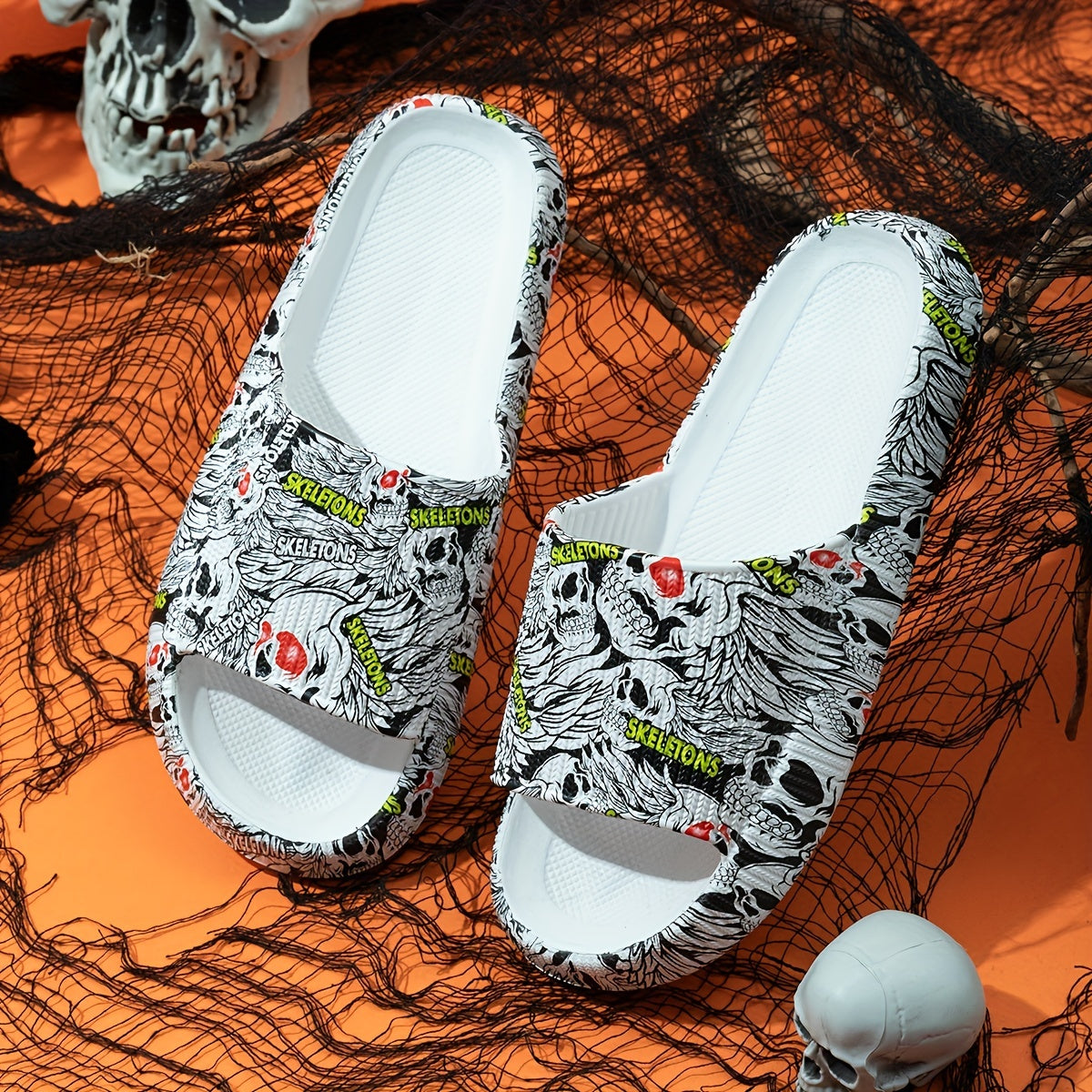 Men's Halloween Theme Slides Non Slip Slippers Open Toe Shoes