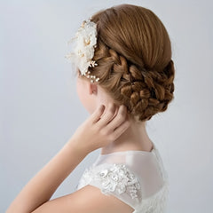 Girls Sweet Flowers Faux Pearl Hair Clips Hanfu Hair Accessories