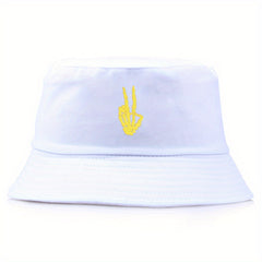 Skull Finger Embroidery Sunshade Bucket Hat for Men Women