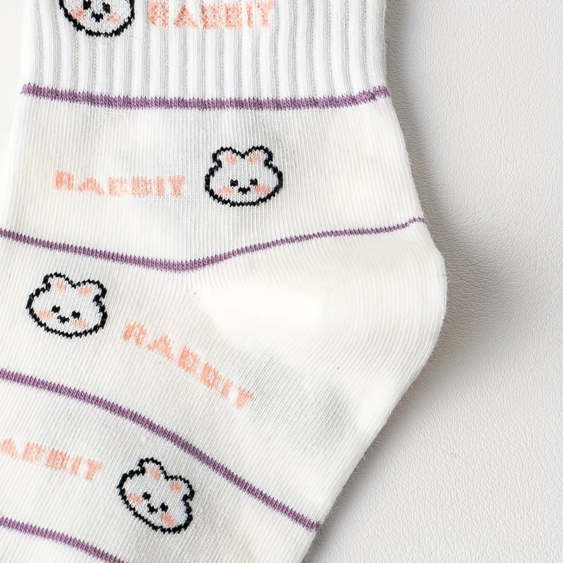 3 Pairs Cartoon Animal Print Socks Comfy Crew Short Women's Stockings Hosiery