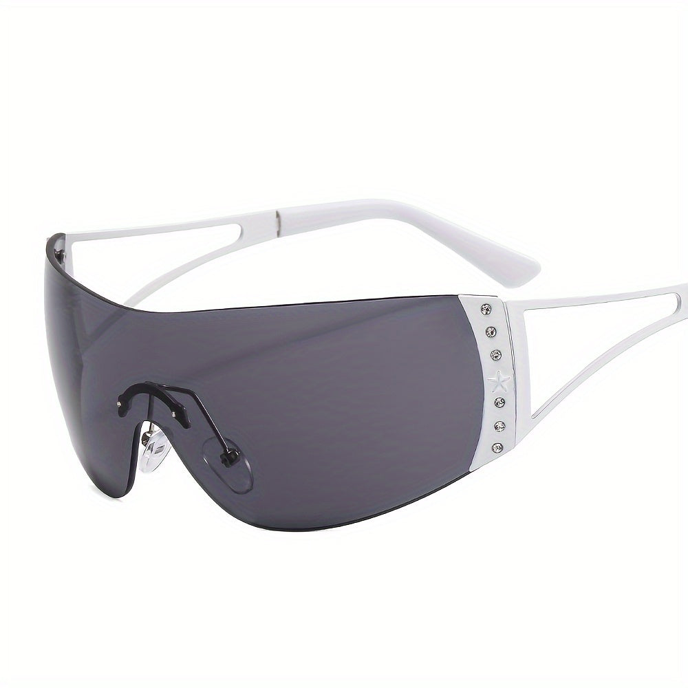 Y2K Rhinestone Wrap Sunglasses Gradient Lens UV400