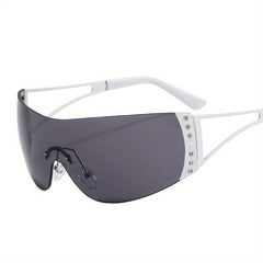 Y2K Rhinestone Wrap Sunglasses Gradient Lens UV400