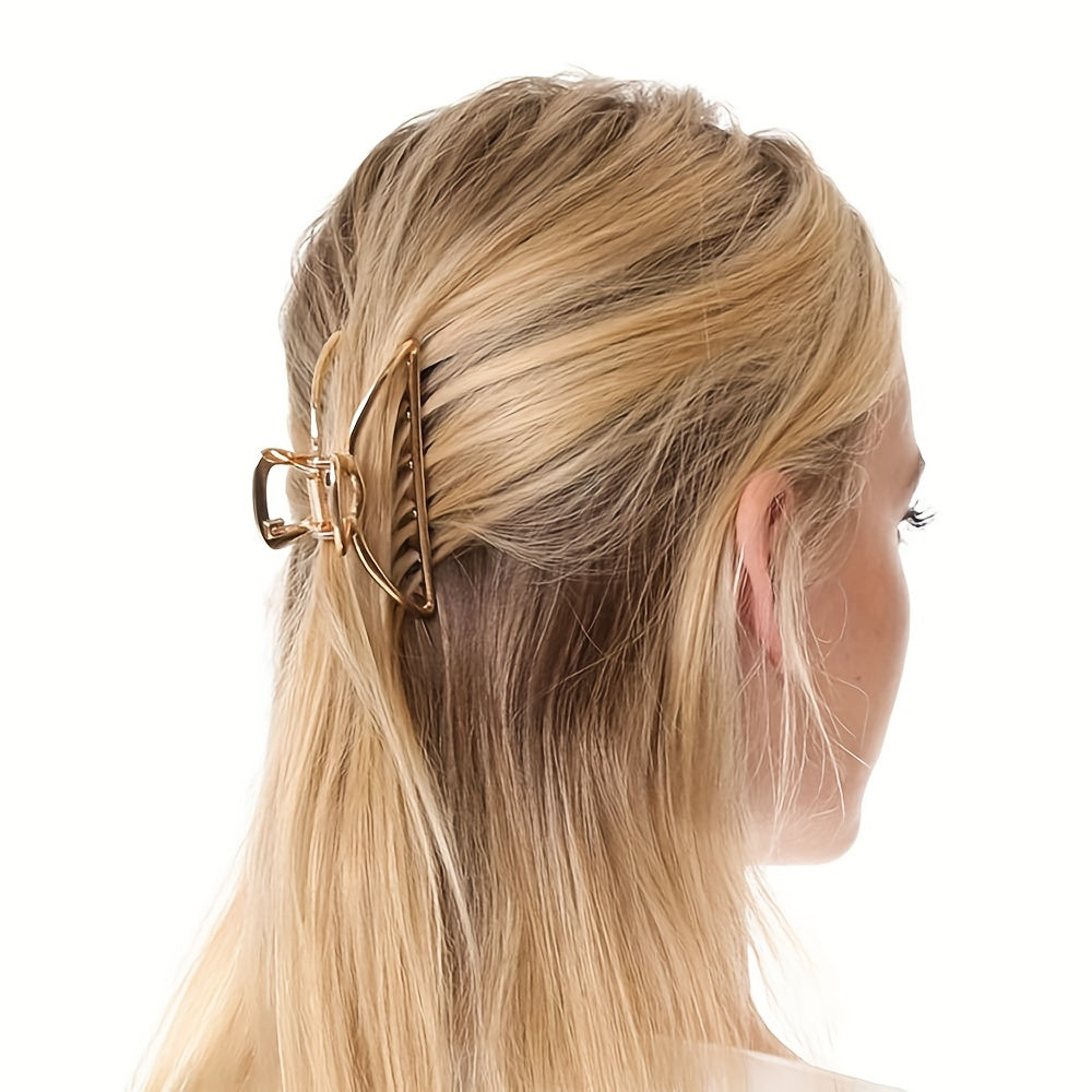 4pcs Metal Hair Claw Clip Y2K Hollow Banana Large Non Slip Styling Accessory