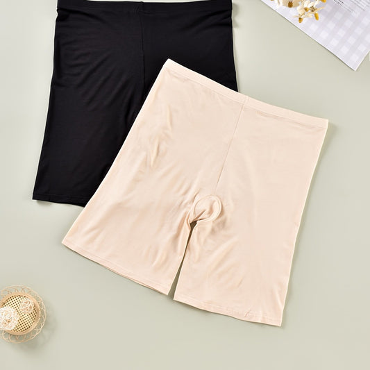 2 Pack Plus Size Boyshorts Set Women's Plus Solid Seamless Modal