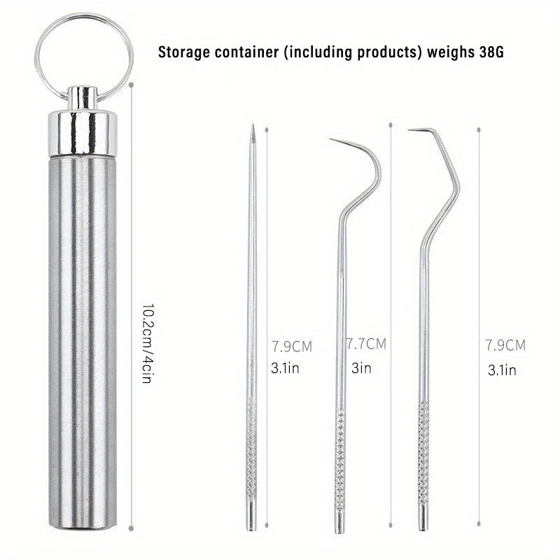 304 Stainless Steel Toothpick Set Portable Storage Oral Tooth Cleaning Tool