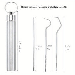 304 Stainless Steel Toothpick Set Portable Storage Oral Tooth Cleaning Tool