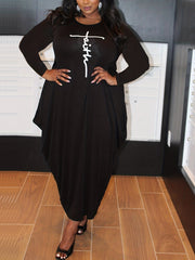  Women's Letter Print Ruched Maxi Dress