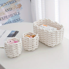 Braided Basket Cotton Rope Storage Box for Cosmetics Lipstick Keys
