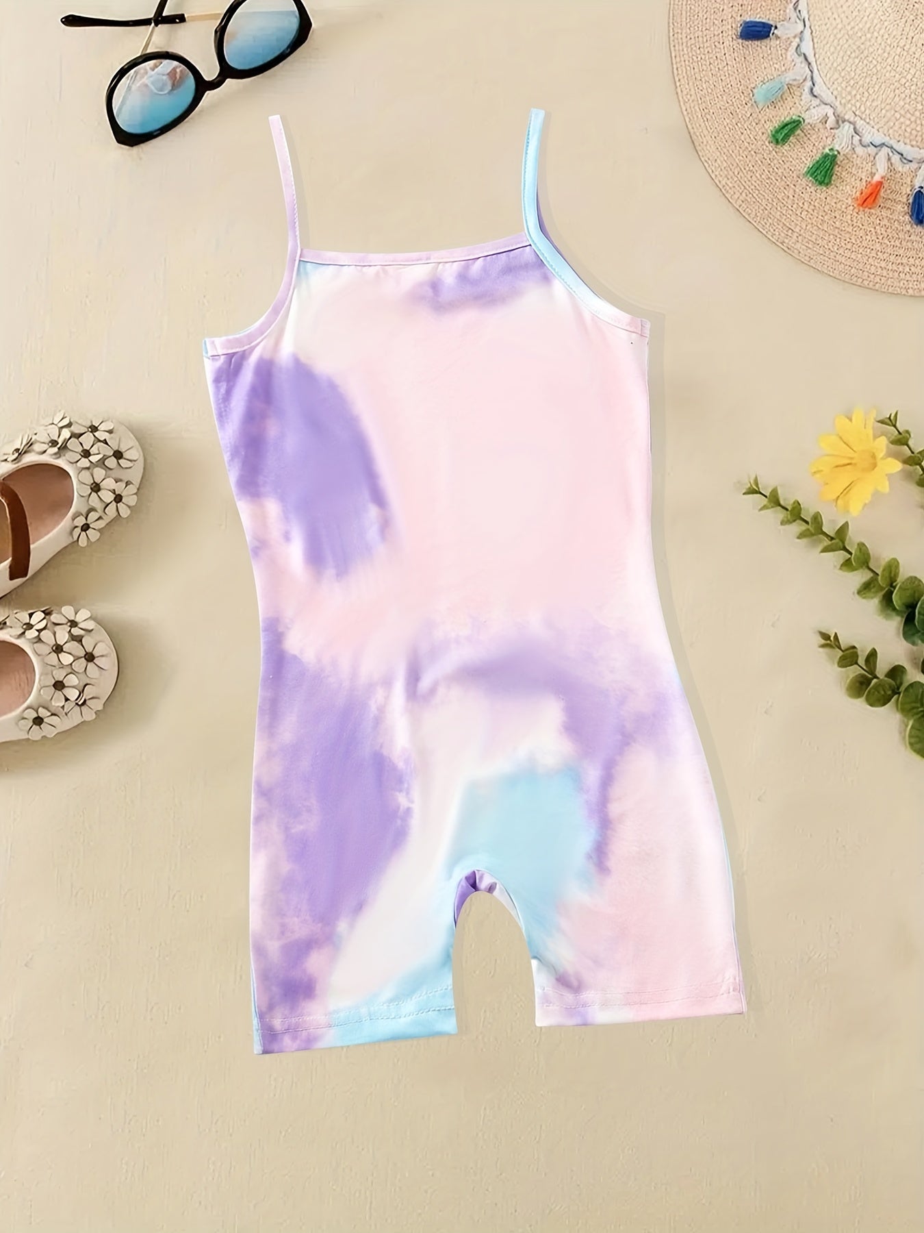 Tie Dye Cami Rompers for Toddler Girls
