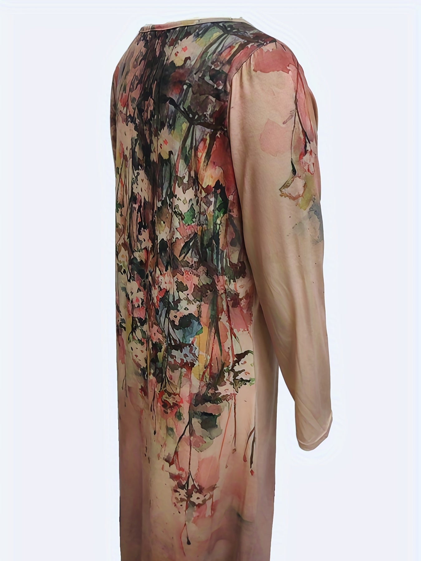  Dress Women's Plus Floral Print Long Sleeve Maxi Dress