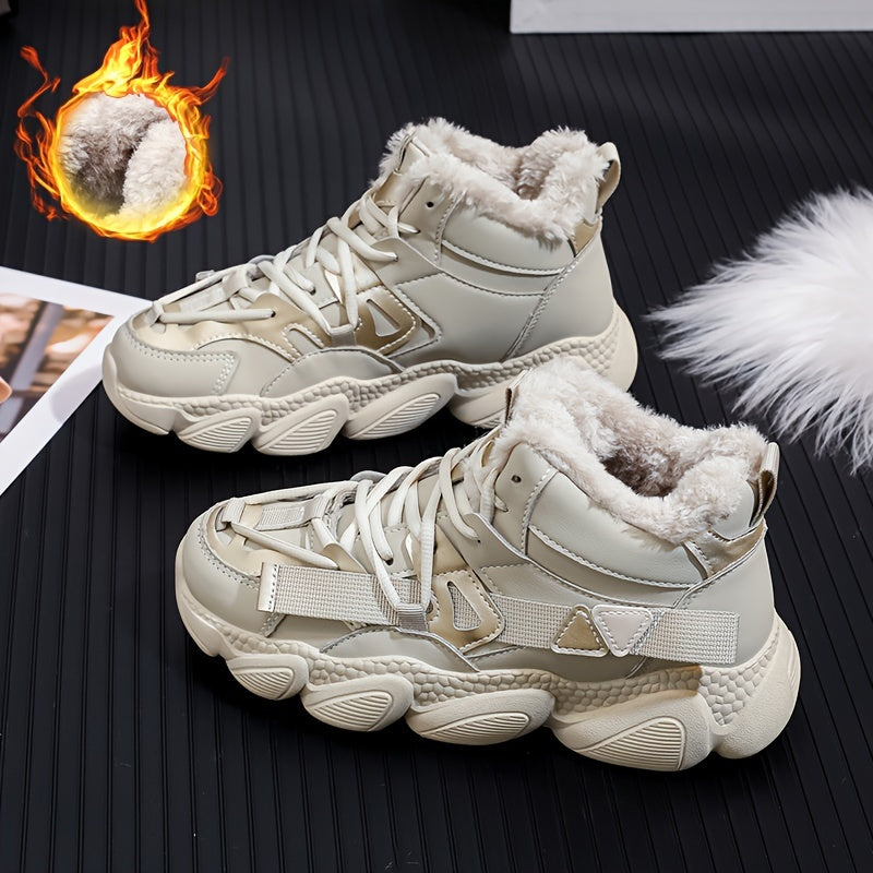 Plush Lined Thermal Furry Chunky Sneakers Casual Fall Winter Shoes