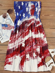  Flag Print Casual Summer Dress Women's Plus