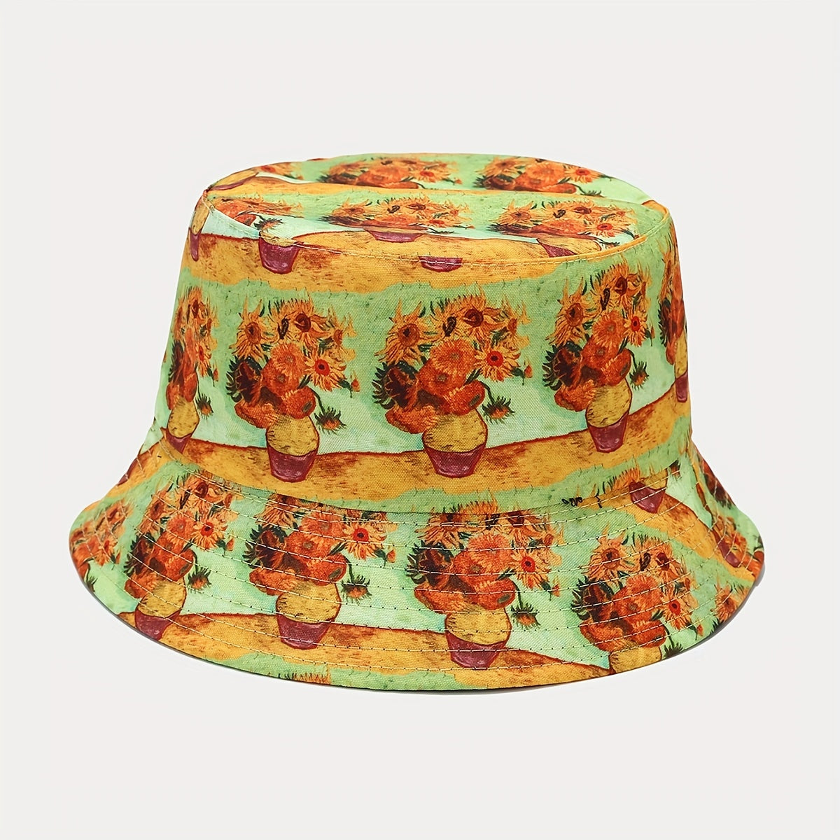 Sunflower Patterns Fishermans Hat Double Sided Outdoor Sun Protection