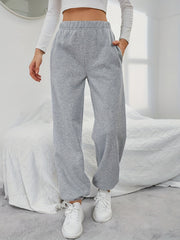Casual Elastic Waist Jogger Pants Women's Clothing