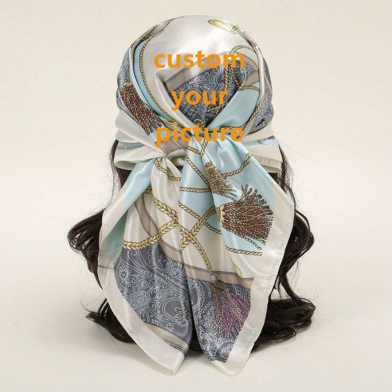 Custom Photo Print Square Scarf Lightweight Breathable Fabric Gift for Sister
