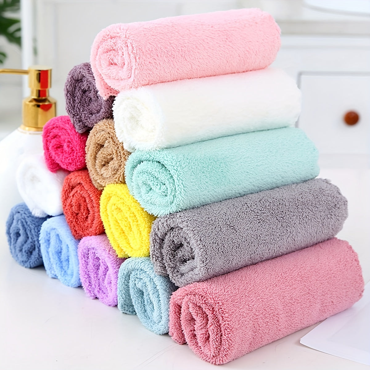 10pcs Bamboo Fiber Dishcloth Household Kitchen Absorbent Towel