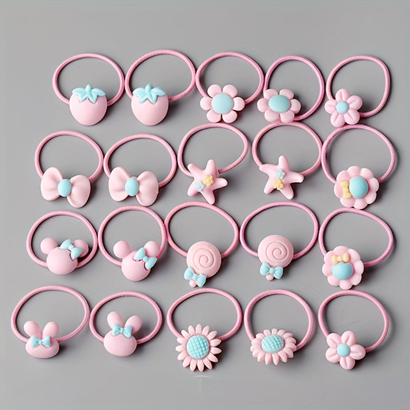 20pcs Children's Hair Ties Rubber Bands for Girls' Accessories