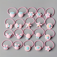 20pcs Children's Hair Ties Rubber Bands for Girls' Accessories
