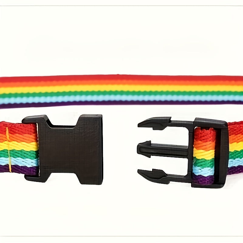 Canvas Rainbow Double D Ring Belt Long Waistband for Couple