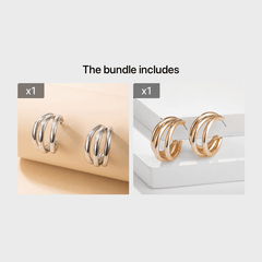 Triple Hoop Earrings Chunky Tube Earrings For Women 1Pair