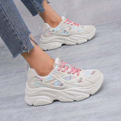 Thick Bottom Shock Absorption Dad Shoes Breathable Lightweight