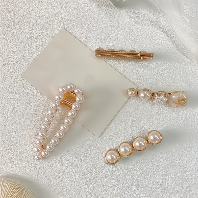 Faux Pearl Hair Clips 6pcs Set for Women and Girls