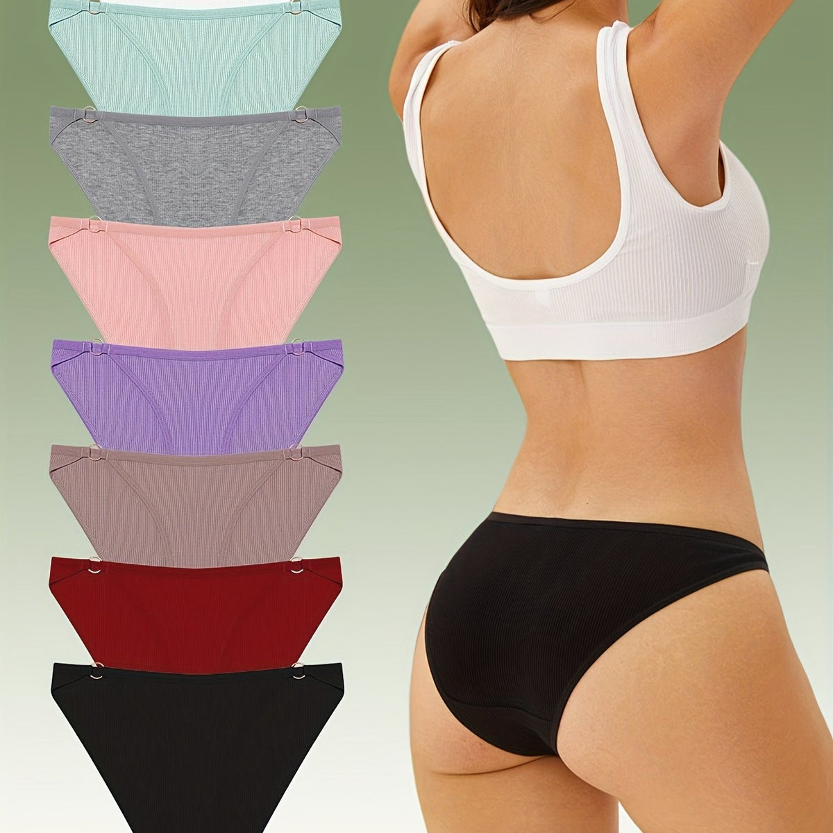 8pcs Ring Linked Briefs Women's Lingerie Underwear