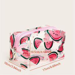 Watermelon Pattern Waterproof Makeup Bag Zipper Toiletry Bag For Women