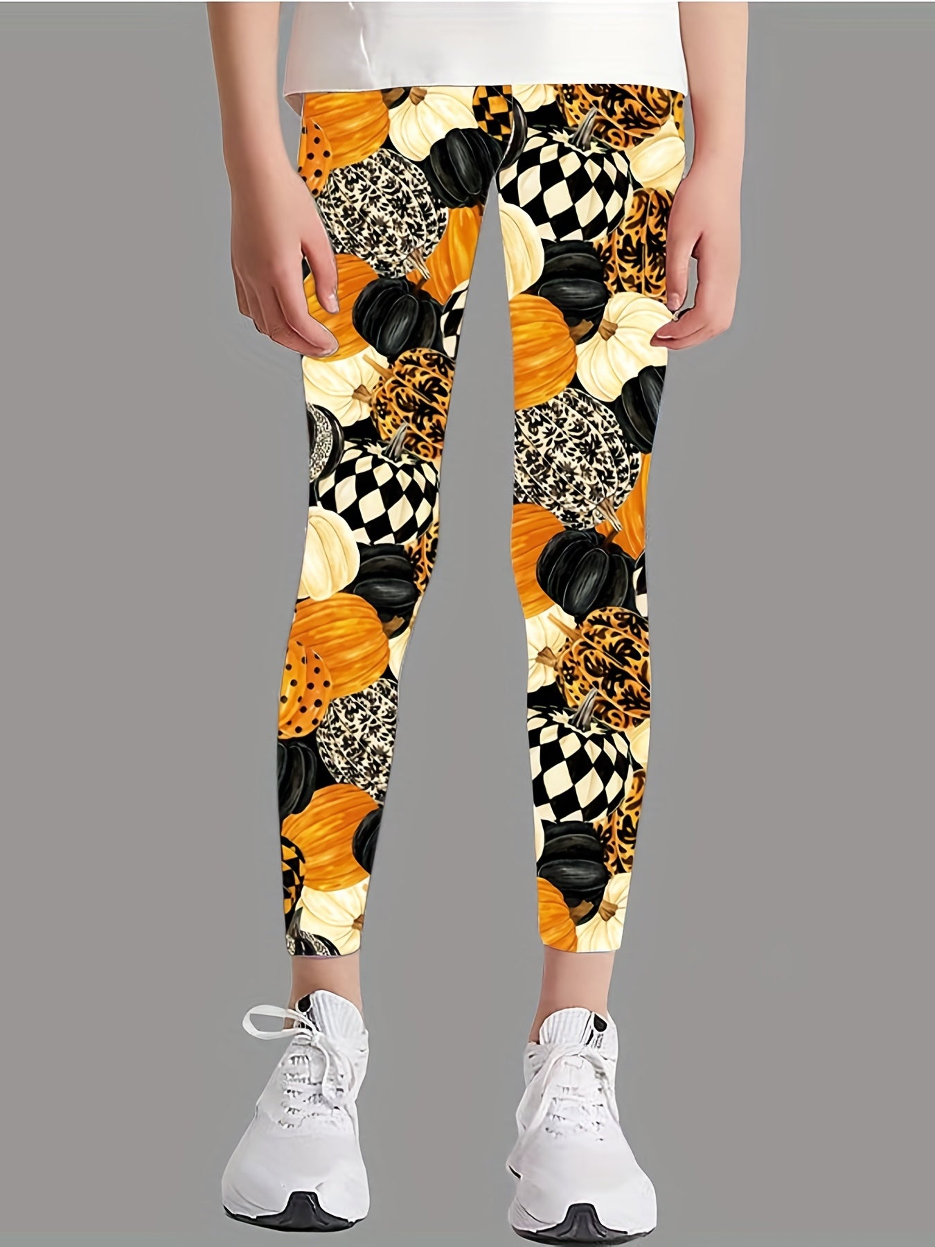 Girl's Skull Full Print Tight Leggings for Halloween