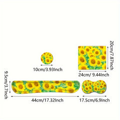 Ergonomic Wrist Rest Pad Set Yellow Sunflower Design
