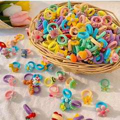 20pcs Cartoon Fruits Hair Tie Elastic Hair Bands Baby Girls Hair Accessories