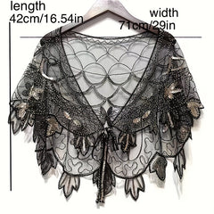 Vintage Lace Sequin Embroidery Shawl Cape Wrap for Party