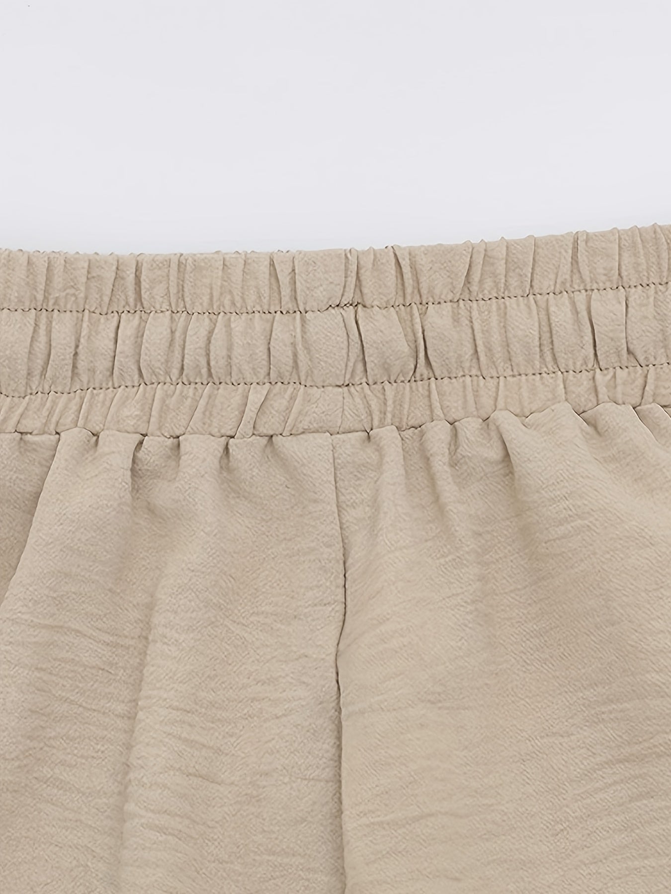 Drawstring Patched Pocket Casual Shorts High Waist Loose Summer Wide Leg Shorts