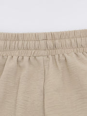 Drawstring Patched Pocket Casual Shorts High Waist Loose Summer Wide Leg Shorts
