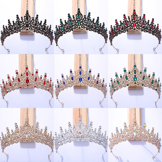 Colorful Rhinestone Crown Wedding Hair Accessories Women Bride Dress Accessories