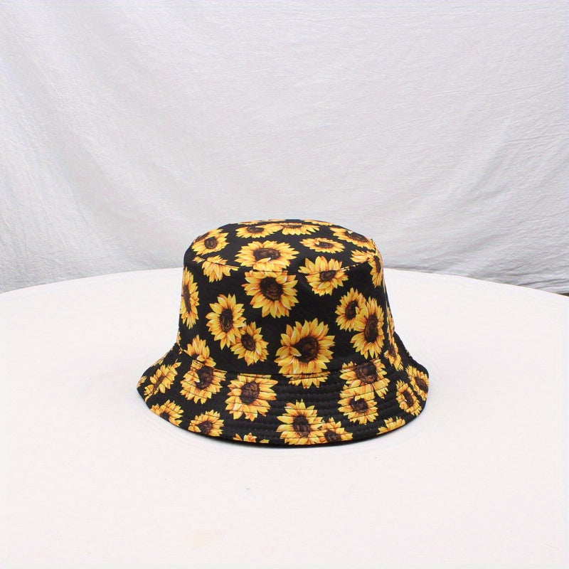 Sunflower Double sided Bucket Hat Sunshade All match Men Women