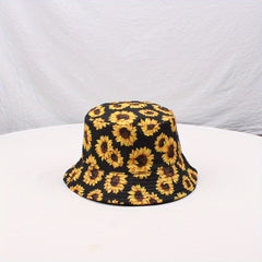 Sunflower Double sided Bucket Hat Sunshade All match Men Women