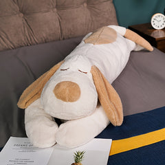 Soft 110cm Plush Dog Pillow in Light Brown Ivory