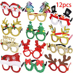 12pcs Christmas Party Funny Glasses with Fur Ball - Must Have for Games