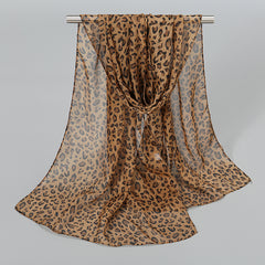 Leopard Print Chiffon Scarf Classic Shawl Sunscreen Windproof